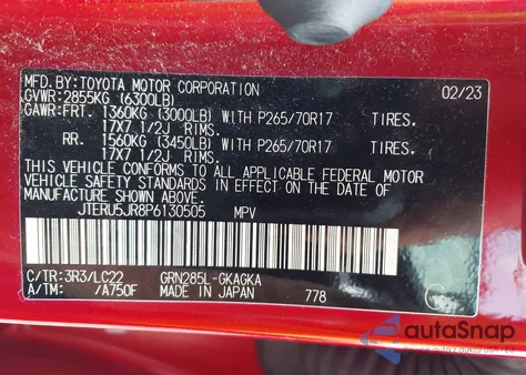 2023 Toyota 4Runner Trd Off Road Premium from USA, damaged, VIN JTERU5JR8P6130505